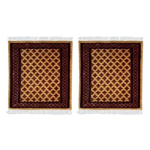 Handmade Hand Knotted Woolen Rug 2x2 feet (60x60 cm) Lichi Yellow Pair - Picture 1 of 5