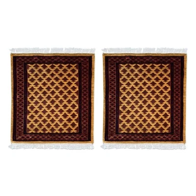Handmade Hand Knotted Woolen Rug 2x2 feet (60x60 cm) Lichi Yellow Pair - Image 1 of 4