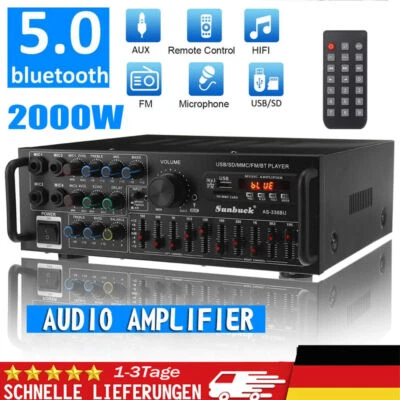 2000W Verstärker Stereo Amplifier HIFI Digital Bluetooth USB FM Vollverstärker - Bild 1 von 4