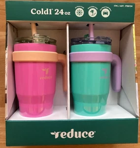 REDUCE 24 oz Tumbler with Handle, Lid & Straw -Vacuum Stainless Steel-2PACk Mult - Picture 1 of 5