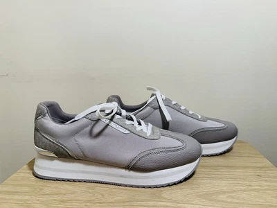 Michael Kors MK signature print lace up sneaker shoes white grey NWOB size 7.5 - Image 1 of 4