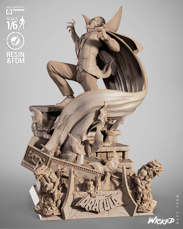 Escultura de Drácula Fan Art impresa en 3D de Wicked3d Foto 1 de 4