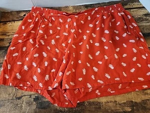KAVU Womans Pull Up Orange Shorts With Leaf Print 4" Inseam Boho Festival - Picture 1 of 8