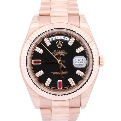 Rolex Day-Date II 41mm President DIAMANTE PRETO RUBI OURO ROSA 18K 218235 CAIXA - Imagem 1 de 4