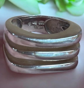 Nicht mehr produziert Silpada Sterlingsilber geometrische Kunst Dreifach Stab Bandring Größe 9 - Bild 1 von 9