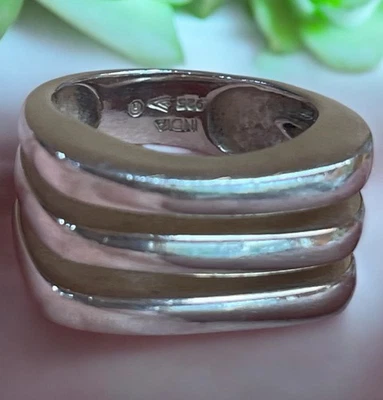 Anillo retirado Silpada plata esterlina arte geométrico triple barra banda talla 9 Foto 1 de 4