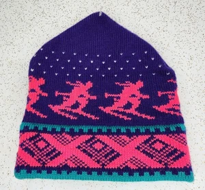 Vermont Originals 100% Lana Sombrero de Esquí VT Hecho en EE. UU. Gorro Púrpura Rosa Esquiador’s O/S - Imagen 1 de 6