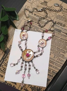 Designer Unsigned PILGRIM(?) Made w/Swarovski Elements 15"+ Enamel Bead Necklace - Picture 1 of 11