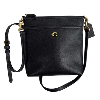 COACH Kitt Messenger Black Saffiano Leather Crossbody Bag Gold “C” Hardware  - Image 1 of 4