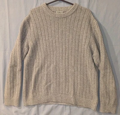 Suéter LL Bean XL bege clássico lã de cordeiro gola redonda malha casual inverno ao ar livre - Imagem 1 de 4