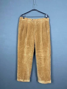 Brioni Cervinia Mens Plated Casual Pants Size 54 Brown Corduroy Belt Loop Button - Picture 1 of 7