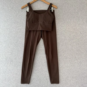 Leelo Active Crop Pants Brown Set Size Medium Brown Workout Pilates Activewear - Picture 1 of 20
