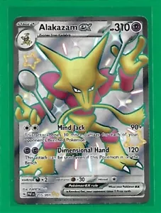Juego de cartas coleccionables Pokémon SV-Paldean Fates Alakazam ex #215/91 brillante ultra raro - Imagen 1 de 2
