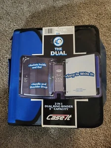 Case-it The Dual 2-in-1 Dual Ring Binder 3" Capacity Hand/Shoulder Strap Blue - Picture 1 of 3