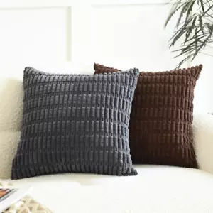 Pack of 2 Decorative Throw Pillow Covers, Corduroy Pillow Cases, Simple Modern H - Picture 1 of 12