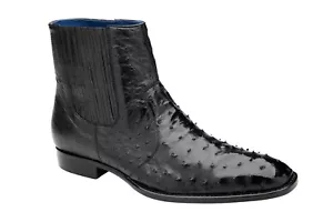 NUEVAS Botas de Vestir Belvedere Para Hombres Exóticas Cuero de Avestruz Genuino Roger Negras - Imagen 1 de 4