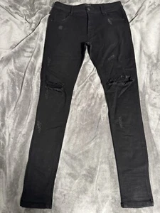 Size 34 - Mens jeans Denim déchiré Color Black - Picture 1 of 7