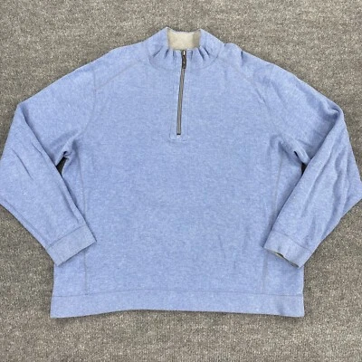 Pullover reversible Tommy Bahama para hombre 1/4 cremallera azul/gris talla XL Foto 1 de 4