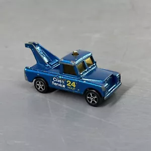 Vtg Corgi Juniors 1:64 Scale Blue Land Rover Wrecker Tow Truck "Crash Service" - Picture 1 of 7