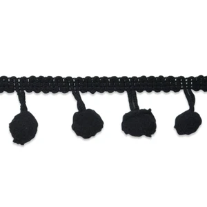 Expo 20 Yards 3/8" Bommel Fransenborte Bommeln Ball SCHWARZ - Bild 1 von 4