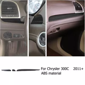 3Pcs Central Control Cover Trim Bezels Carbon Fiber Fit For 2011+ Chrysler 300 - Foto 1 di 20