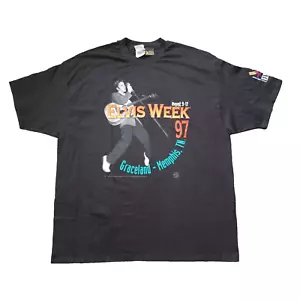 Vtg Elvis Presley T Shirt 3XL Black Elvis Week 1997 Graceland Short Sleeve USA - Picture 1 of 16