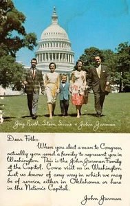 Vintage Oklahoma Congressman John Jarmon & Family Political Postcard - Picture 1 of 2