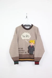 JC DE CASTELBAJAC 90'S VINTAGE CHARLIE BROWN SCENE KNIT WOOL JUMPER,SIZE:LARGE - Picture 1 of 5