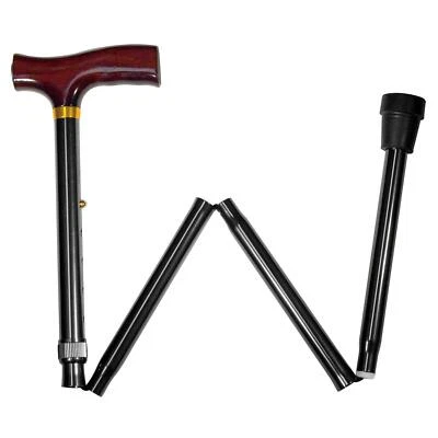 Folding Adjustable Handle Cane with Walnut Handle - Foldable Walking Cane for... - Image 1 of 4