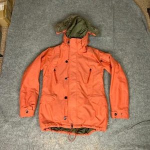 Burton Mens Jacket Large Orange Snowboarding Winter Faux Fur Hood Hemp Blend ^ - Picture 1 of 13