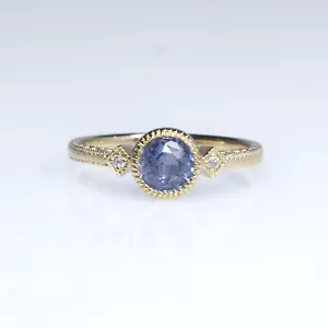 1 Carat Natural Unheated Sapphire Diamonds Ring 14K Gold - Picture 1 of 4