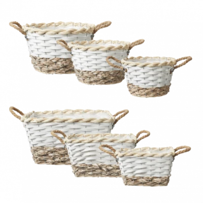 OASIS Cesti rettangolari vimini set foderati di 3 fiori fiori arte artigianato arredamento casa