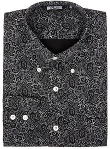 Camisa de cachemira Relco para hombre en negro manga larga cuello abotonado retro vintage - Imagen 1 de 11