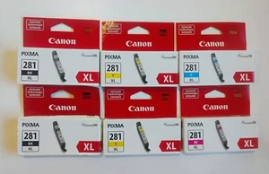 Lote 6 cartuchos de tinta Canon ChromaLife Pixma CLI-281XL negro cian magenta amarillo - Imagen 1 de 14