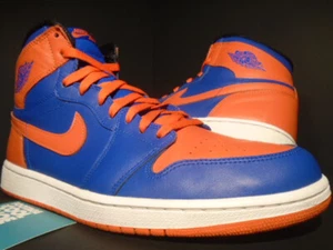 NIKE AIR JORDAN 1 RETRO I HIGH OG NEW YORK KNICKS ROYAL BLUE ORANGE WHITE 12.5 - Picture 1 of 10