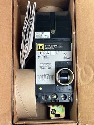 SQUARE D FA22100AC Circuit Breaker- 2 pole 100 amp 240v - Image 1 of 3