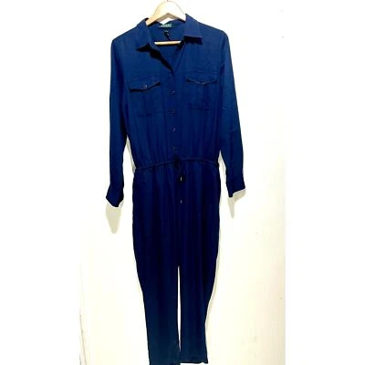 Lauren ralph lauren pant suit blue gold buttons pocket timeless staple women 14  - Image 1 of 4