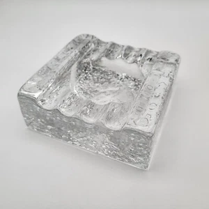 Vintage Art Glass Ice Block Ashtray Clear Heavy MCM Kosta Boda? Gorgeous READ - Picture 1 of 16