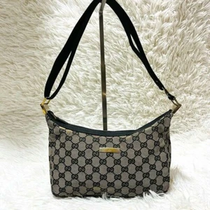 GUCCI 2way One Shoulder Bag GG Pattern Canvas Black Women's Authentic - Picture 1 of 20