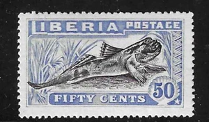 Liberia 1918 50c Bommi Fish, mint NH RARE thus $$$ #171 mudskipper fish - Picture 1 of 2