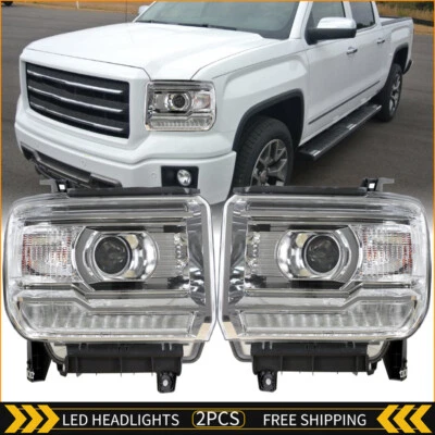 Par de faros LED con DRL para GMC Sierra 1500 2500HD 3500HD 2014-2019 izquierda+derecha Foto 1 de 4