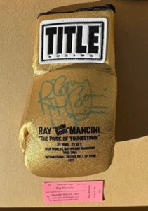 Signed Autographed RAY "BOOM BOOM" MANCINI Gold Boxing Glove w/Show ticket - Picture 1 of 3
