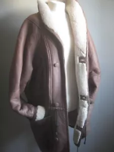 ABRIGO PIEL DE OVEJA ORIGINAL 42 40 VINTAGE largo lona parka aviador 16 18 - Imagen 1 de 23