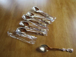 6x Kaffeelöffel Dekor Hildesheimer Rose vergoldet 20 Karat - Bild 1 von 3