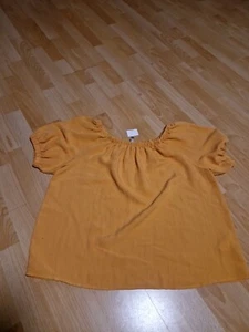 Laura Torelli Damen Bluse Tunika M / L Ocker Kurzarm Neckholder Neu - Bild 1 von 9