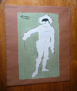 White Clown Pablo Picasso Vintage 1960s Serigraph Lithograph Le Petit Pierrot