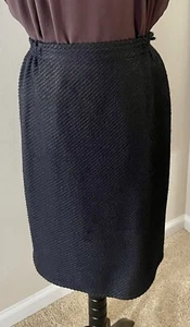Saks Fifth Avenue Vintage Pencil Skirt Elastic Waist Knee-Length Black & Brown - Picture 1 of 11