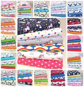 CHILDRENS POLY COTTON FABRIC BUNDLES NURSERY CRAFT MATERIAL FAT QUARTERS SQUARES - Picture 1 of 35