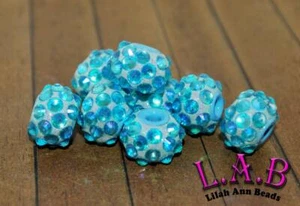 Juego fino de 10 piezas cuentas pavé hechas a mano de 16 mm, cristal, cuentas Lilah Ann - Imagen 1 de 2