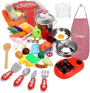 42pcs Kitchen Toys Cutting Food Cuttable Fruit Knife and Fork Cooker For Kids 3+ - Picture 1 of 12